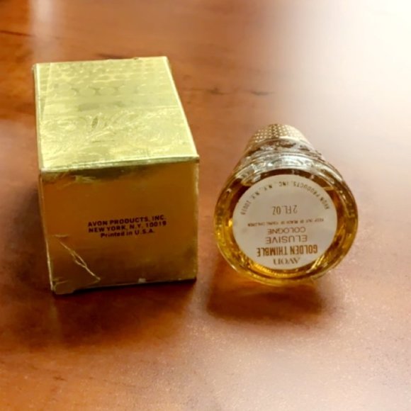 Vintage Avon Golden Thimble Elusive Cologne 2 Fl. oz. - Picture 3 of 6